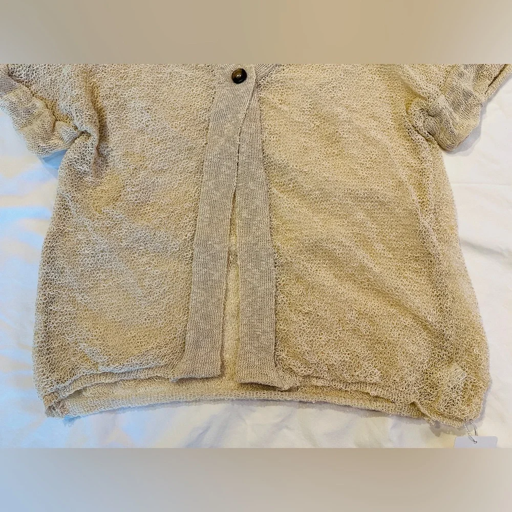 Boho Single Button Open Knot Short Sleeve Sweater - Picture 4 of 9